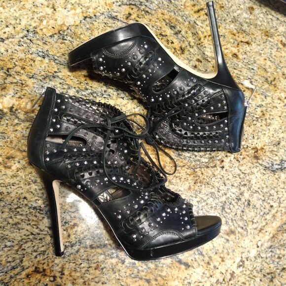 Sam Edelman Elyese Black Leather Studs Open Toe Sandals Women's Size 9 M - Picture 6 of 14